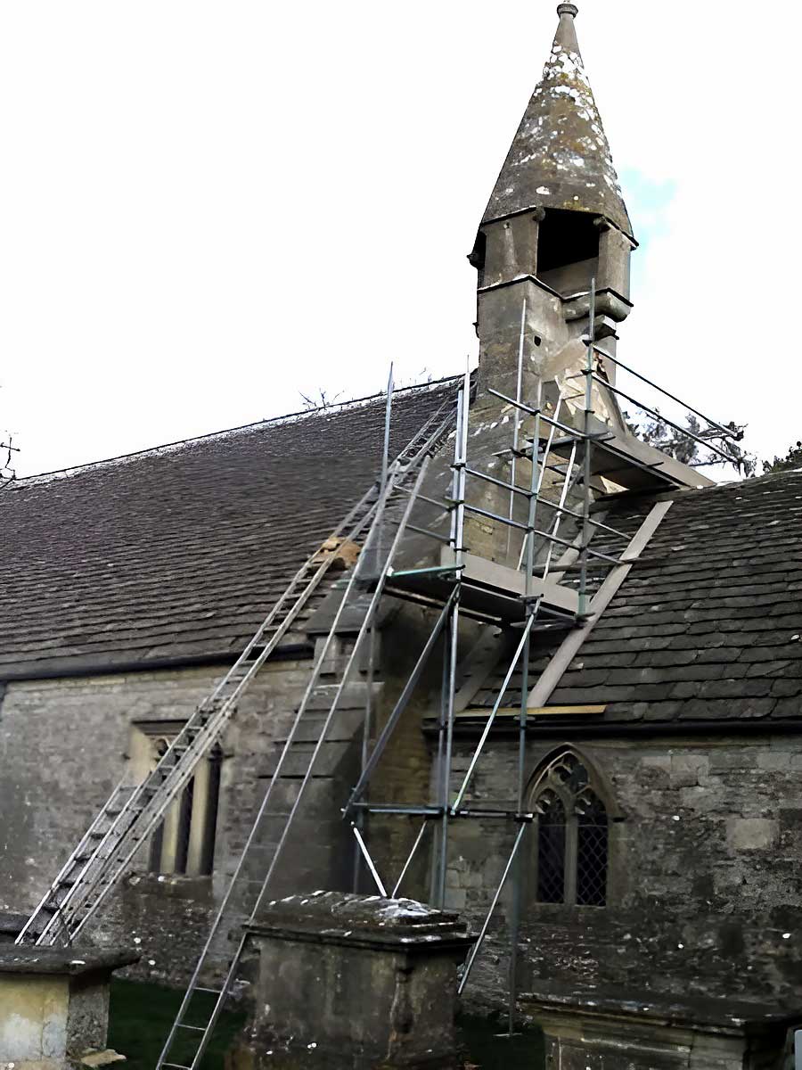 Repointing underway - St. James West Littleton