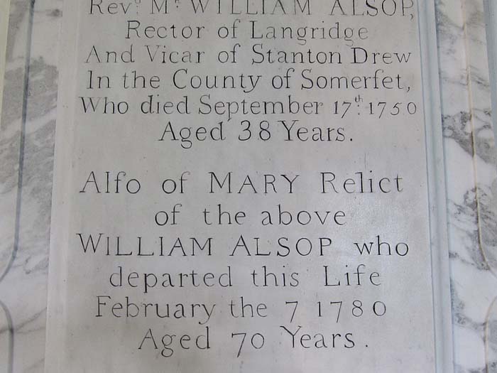 Alsop memorial - St. James West Littleton